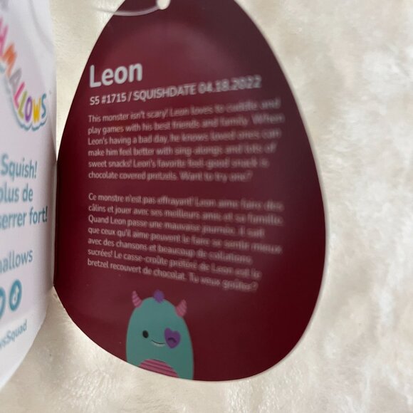 Leon Heart Eye Monster  Squishmallow 5" (By Jazware) - Picture 5 of 6